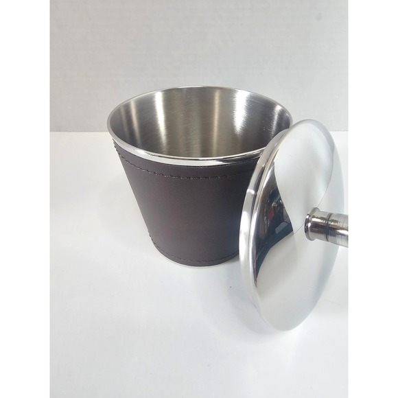 Paradigm Trends "Sullivan" Leather Stainless Bathroom Vanity Set - Dish Canister - Picture 6 of 8